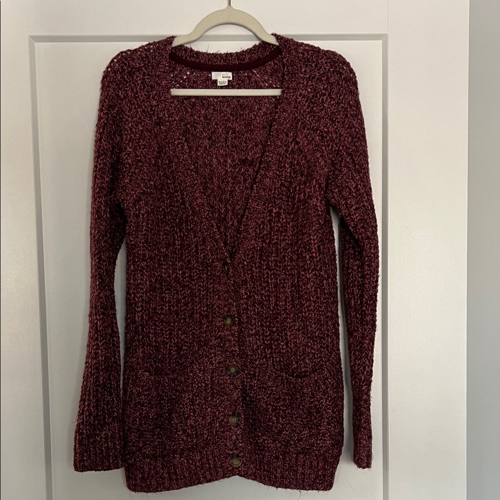 GARAGE Maroon Knit Cardigan Sweater